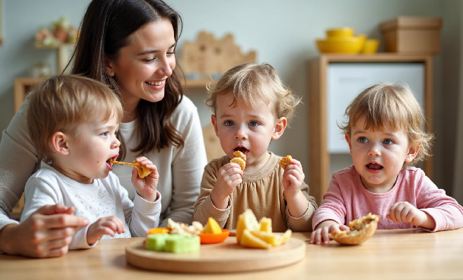 kinder essen in der kita